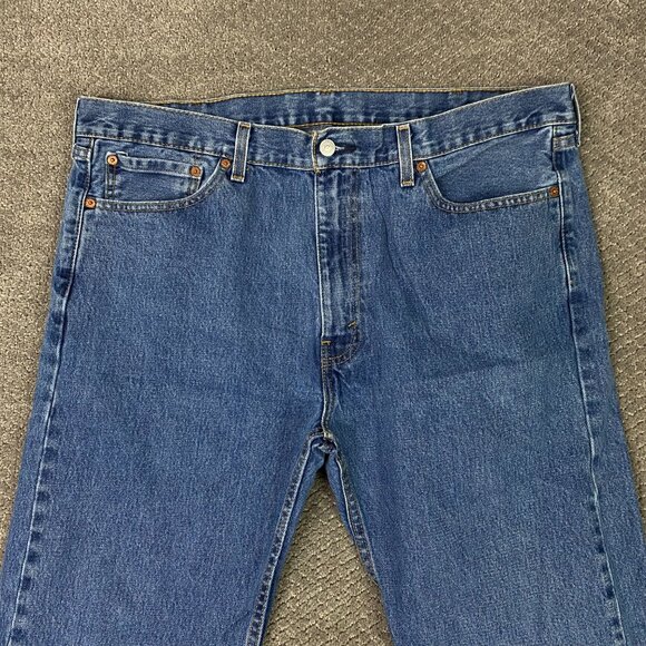 Levi's 505 Regular Fit Straight Leg Jeans Men's 40 x 32 Fits 41 x 31 Blue Cotton - Picture 2 of 12
